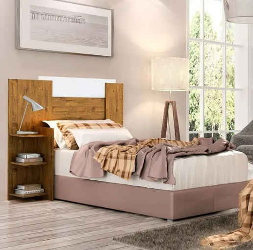 Cabeceira Solteiro Livia 100% MDF com Prateleiras - ACP