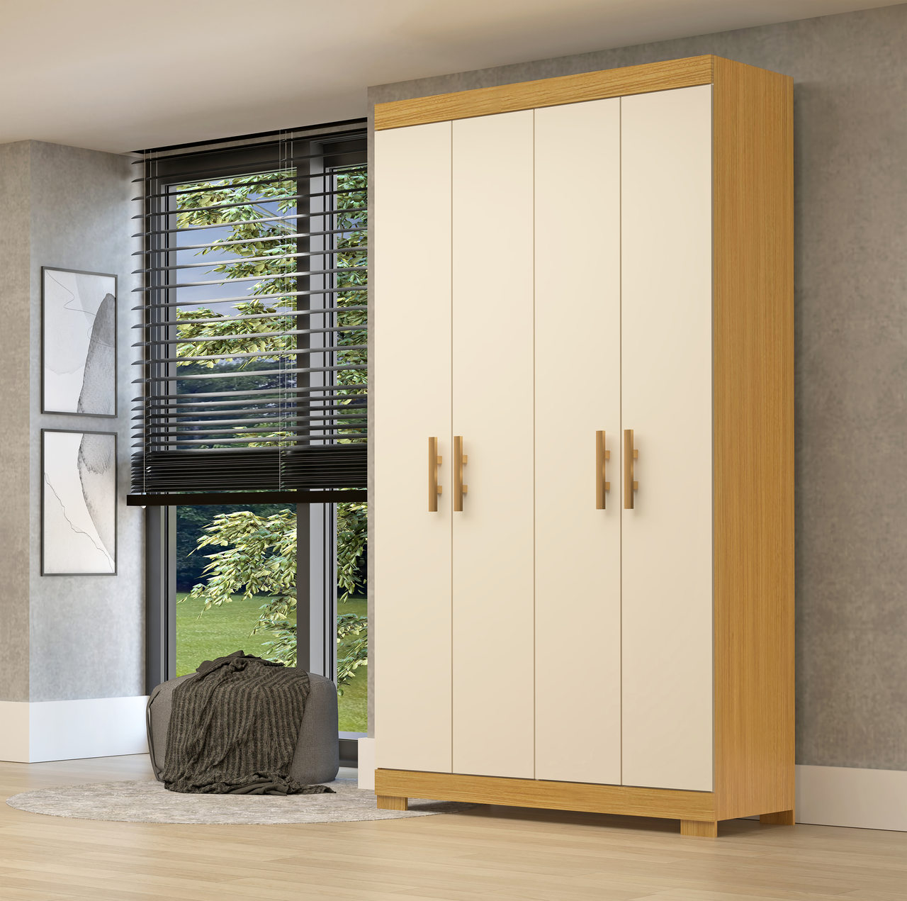 Roupeiro Lana Solteiro 4 Portas 100% MDF - ACP