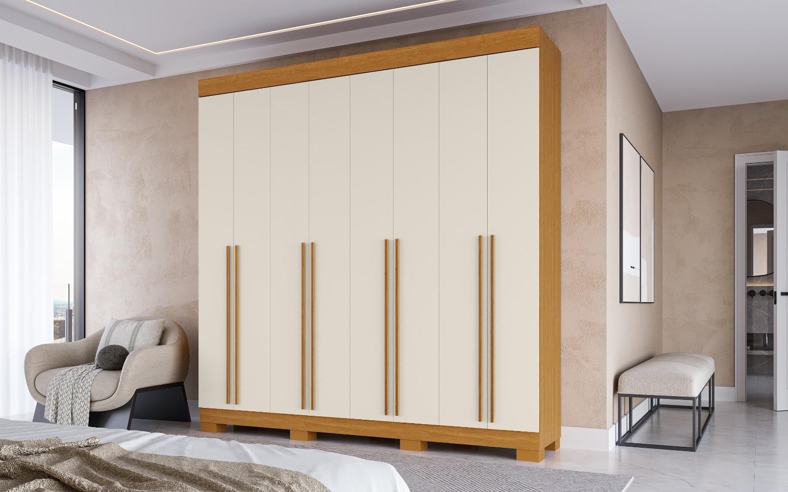 Roupeiro Stella 100% Mdf Cinamomo Off White - ACP