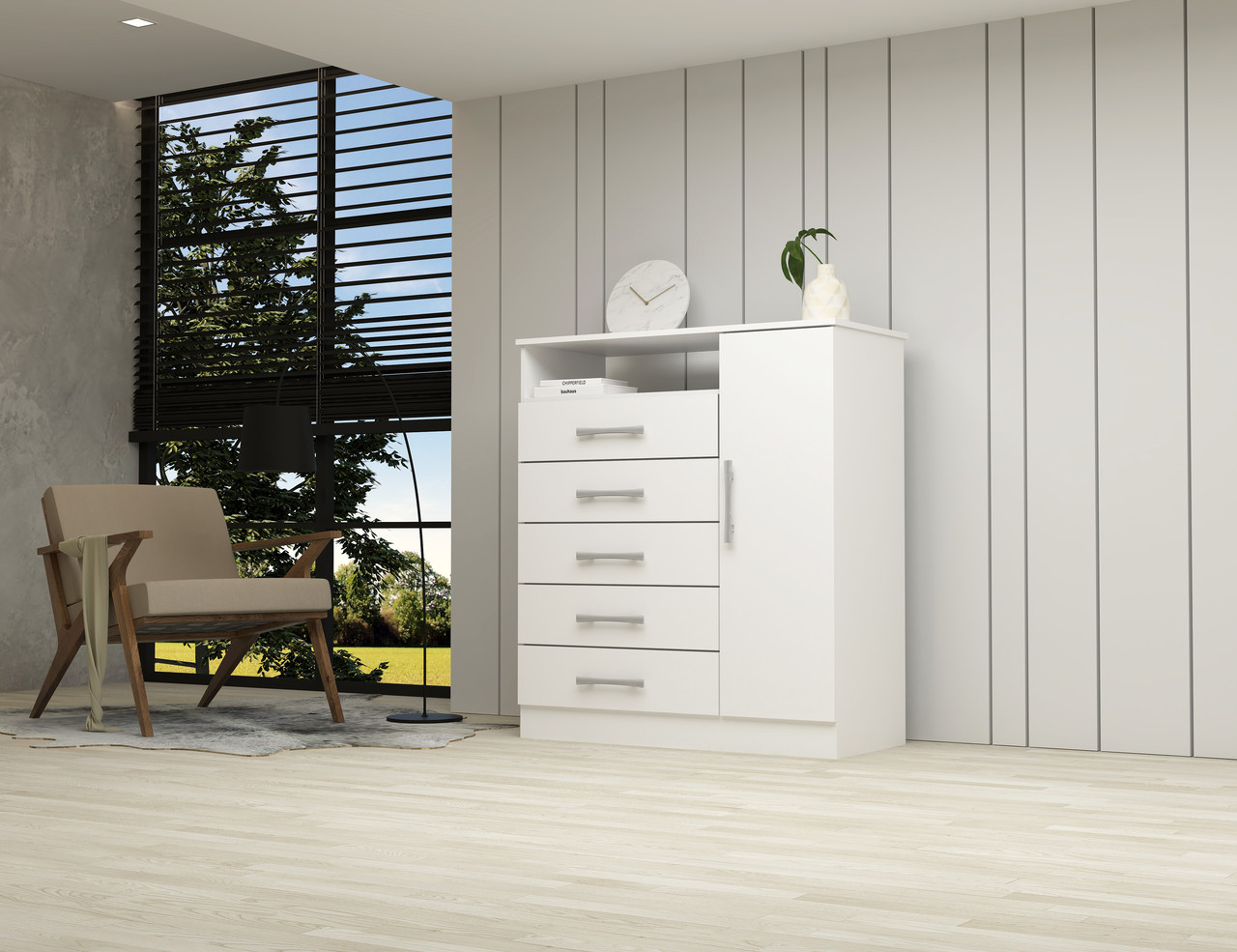 Comoda 5 Gavetas Madri com Sapateira 100% MDF - ACP