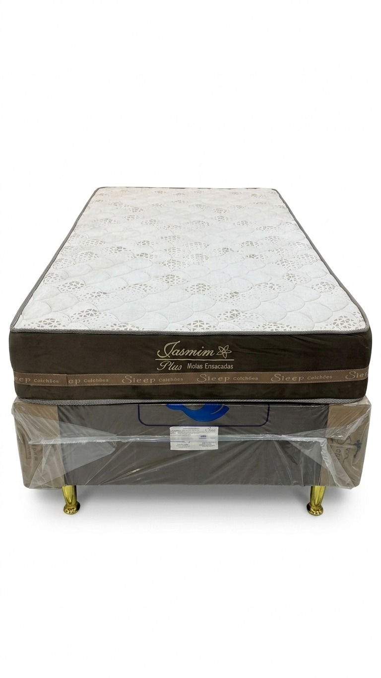 Conjunto box Jasmin Solteirão 108x198 Colchão 28 cm Alt Sleep Colchões