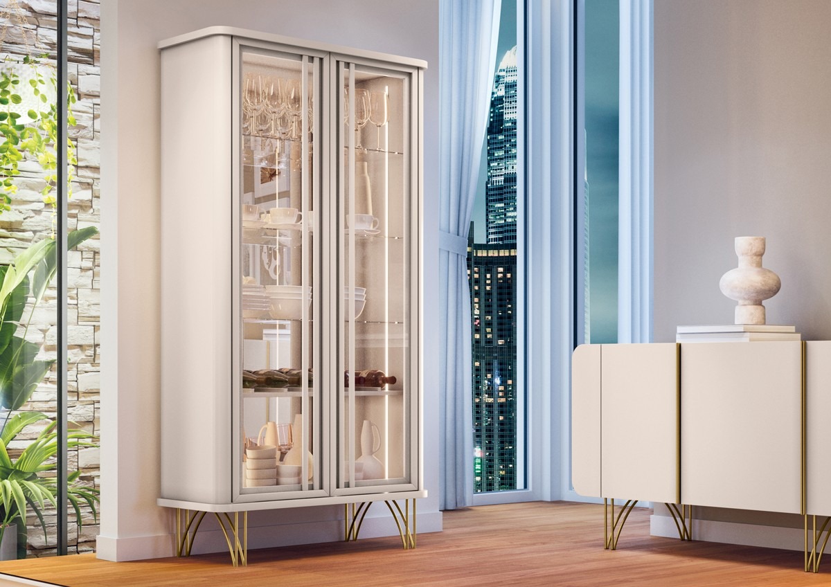 Cristaleira Evora Off White - Hb Moveis