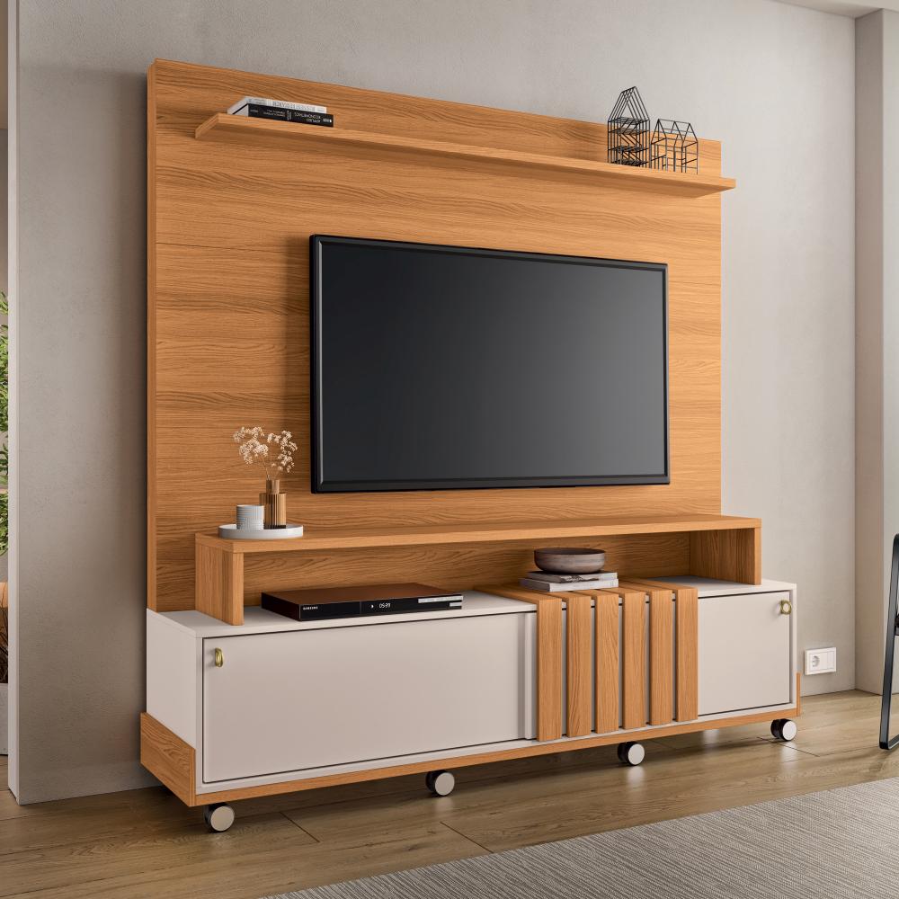 Home Theater Tv 65 Pol 180cm 2 Portas Bold Off/cinamomo - Hb Móveis