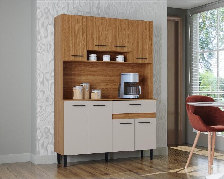Kit Cozinha Carol 8 Portas Cinamomo Off White - Poquema