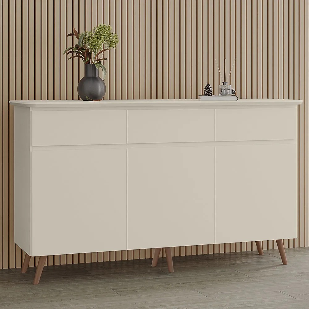 Buffet Dimitri 100% mdf 3 Portas 3 Gavetas Off White - Tuboarte