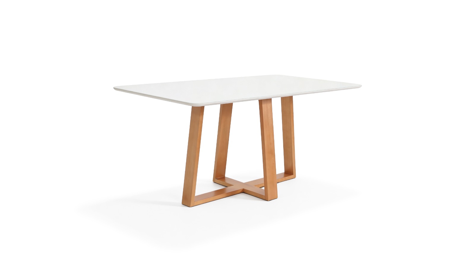 Mesa de Jantar Italia 160x90 com Tampo de Vidro e Base em Madeira Maciça - Capri