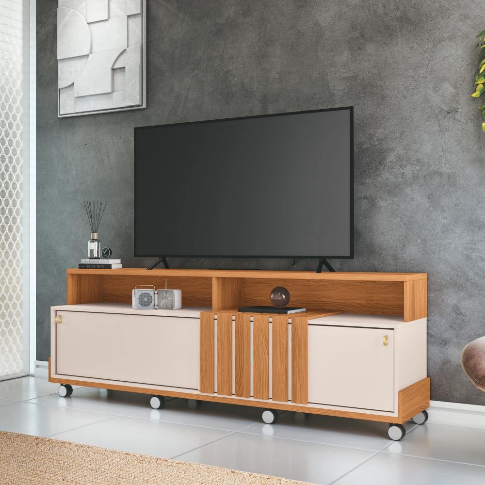 Rack Bancada Graci Cinamomo/Off White para TV até 70 HB Móveis
