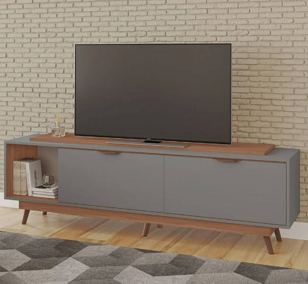 Rack Poliana 100% MDF  grafite  - Tuboarte
